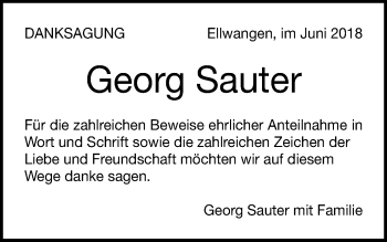 Traueranzeige von Georg Sauter von Schwäbische Post