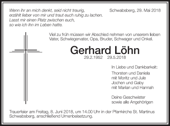 Traueranzeige von Gerhard Löhn von Schwäbische Post