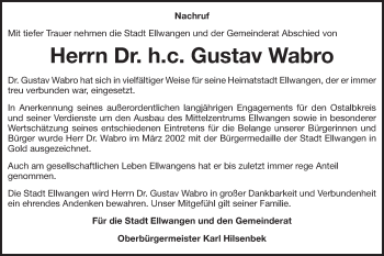 Traueranzeige von Gustav Wabro von Schwäbische Post