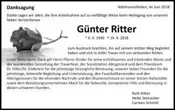 Traueranzeige von Günter Ritter von Schwäbische Post