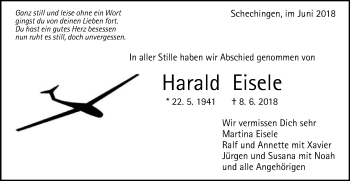 Traueranzeige von Harald Eisele von Gmünder Tagespost