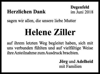 Traueranzeige von Helene Ziller von Gmünder Tagespost