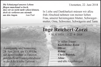 Traueranzeige von Inge Reichert-Zorzi