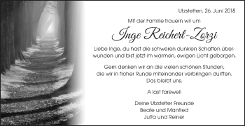 Traueranzeige von Inge Reichert-Zorzi von Gmünder Tagespost