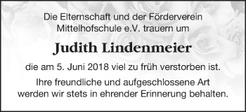 Traueranzeige von Judith Lindenmeier von Schwäbische Post