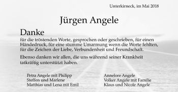 Traueranzeige von Jürgen Angele von Gmünder Tagespost