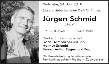 Traueranzeige von Jürgen Schmid von Schwäbische Post