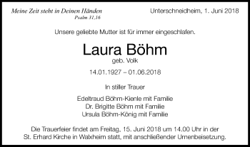 Traueranzeige von Laura Böhm von Schwäbische Post