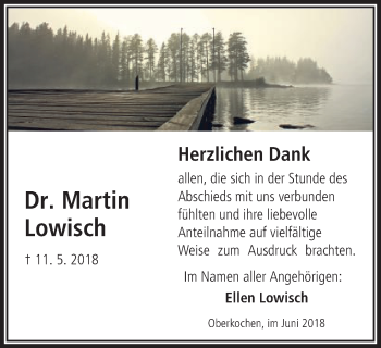 Traueranzeige von Martin Lowisch von Amtsblatt_Oko
