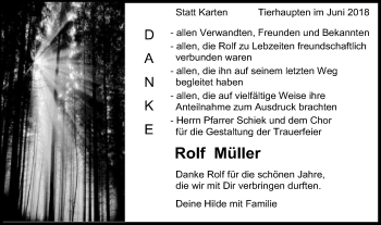 Traueranzeige von Rolf Müller