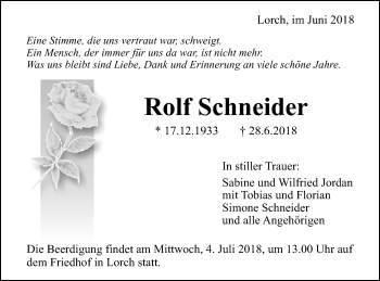 Traueranzeige von Rolf Schneider von Gmünder Tagespost