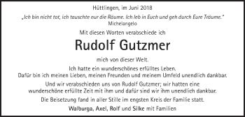 Traueranzeige von Rudolf Gutzmer von Schwäbische Post
