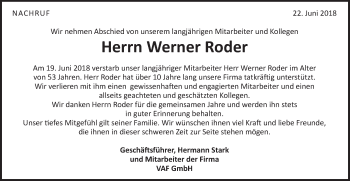 Traueranzeige von Werner Roder von Schwäbische Post
