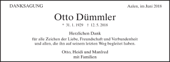 Traueranzeige von Otto Dümmler  von Schwäbische Post