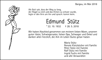 Traueranzeige von Edmund Stütz 