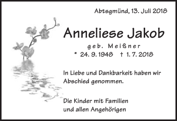 Traueranzeige von Anneliese Jakob von Schwäbische Post
