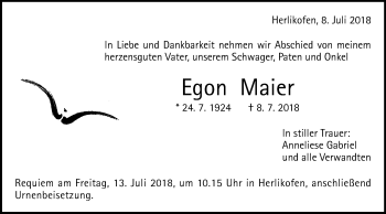 Traueranzeige von Egon Maier von Gmünder Tagespost