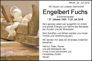 Traueranzeige von Engelbert Fuchs von Schwäbische Post