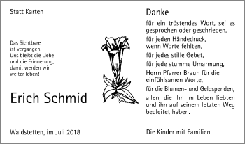 Traueranzeige von Erich Schmid von Gmünder Tagespost