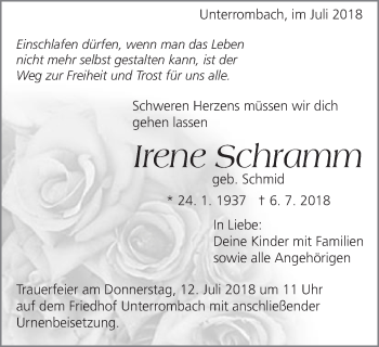 Traueranzeige von Irene Schramm von Schwäbische Post