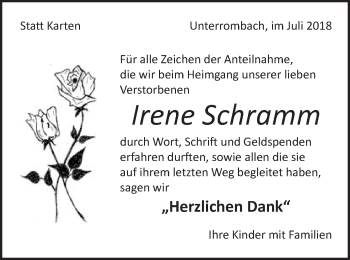 Traueranzeige von Irene Schramm von Schwäbische Post