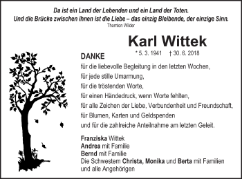 Traueranzeige von Karl Wittek  von Gmünder Tagespost