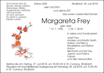 Traueranzeige von Margareta Frey von Gmünder Tagespost