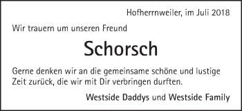Traueranzeige von Schorsch  von Schwäbische Post