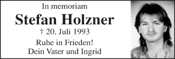 Traueranzeige von Stefan Holzner von Bopfinger Stadtanzeiger