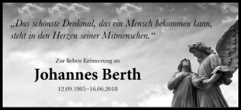 Traueranzeige von Johannes Berth von Schwäbische Post