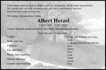 Traueranzeige von Albert Herzel  von Gmünder Tagespost