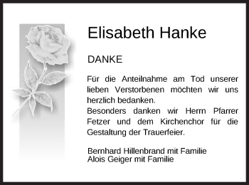 Traueranzeige von Elisabeth Hanke von Gmünder Tagespost