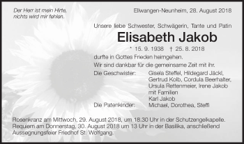 Traueranzeige von Elisabeth Jakob von Schwäbische Post