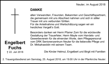 Traueranzeige von Engelbert Fuchs von Schwäbische Post