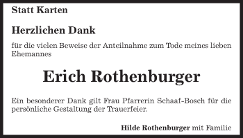 Traueranzeige von Erich Rothenburger von Amtsblatt_Oko