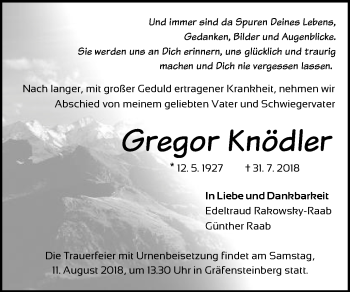 Traueranzeige von Gregor Knödler von Schwäbische Post