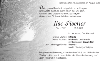Traueranzeige von Ilse Fischer von Schwäbische Post