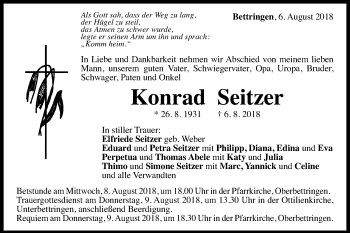 Traueranzeige von Konrad Seitzer