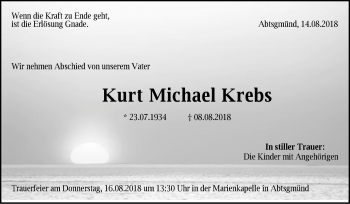 Traueranzeige von Kurt Michael Krebs von Schwäbische Post