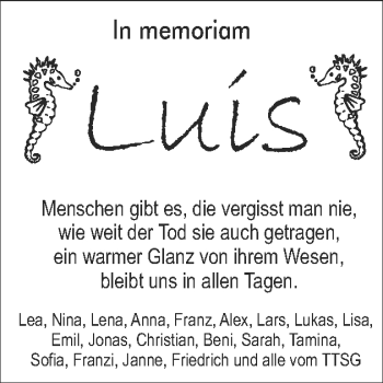 Traueranzeige von Luis Wrobel von Gmünder Tagespost