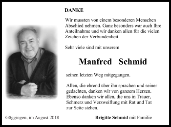 Traueranzeige von Manfred Schmid von Gmünder Tagespost