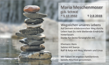 Traueranzeige von Maria Meschenmoser von Schwäbische Post