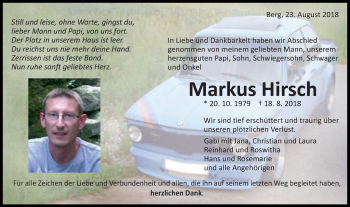 Traueranzeige von Markus Hirsch von Schwäbische Post