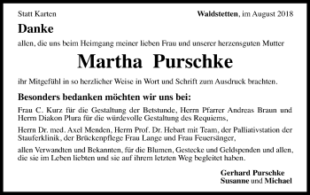 Traueranzeige von Martha Purschke