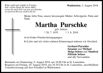 Traueranzeige von Martha Purschke