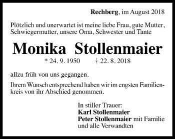 Traueranzeige von Monika Stollenmaier von Gmünder Tagespost
