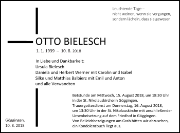 Traueranzeige von Otto Bielesch