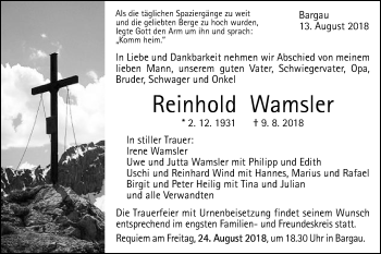 Traueranzeige von Reinhold Wamsler von Gmünder Tagespost