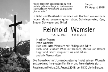 Traueranzeige von Reinhold Wamsler