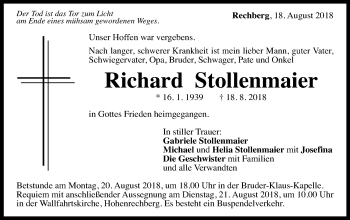 Traueranzeige von Richard Stollenmaier von Gmünder Tagespost